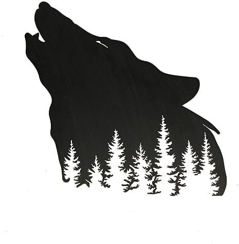 Matte Black Wolf Silhouette Wall Sculpture - 17 Inch Focal Point