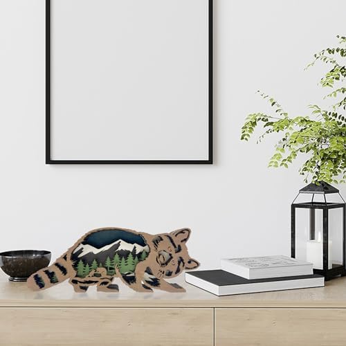 Laozai Raccoon Wooden Wall Decor Rustic Forest Scene Art