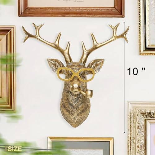 Newinhome Deer Wall Sculpture Resin Animal Head Decoration