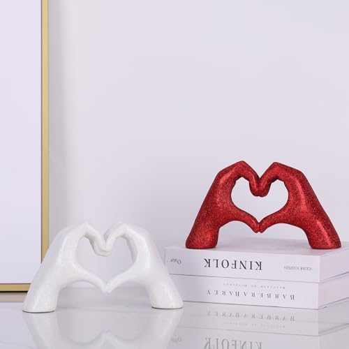LCCCK Glitter Heart Hands Sculpture Home Decor