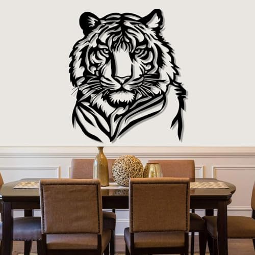 Tiger Head Metal Wall Art 19x16 Inch Decor Sign