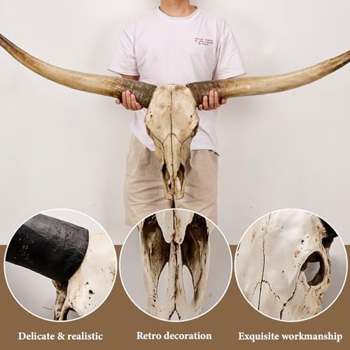 QEKMSY Faux Longhorn Cow Skull Wall Decor 70 Inch