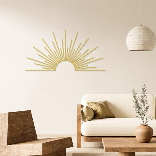 YATEASLU Gold Metal Sun Wall Decor 315x157