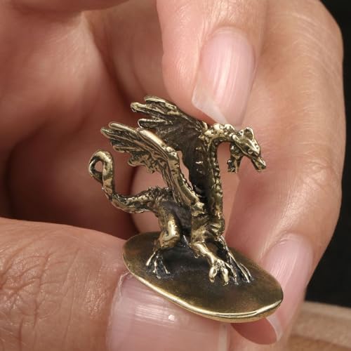Leheybia Golden Brass Magic Dragon Statue Ornament