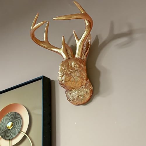 Jackalope Wall Mount Gold Deer Head Decor