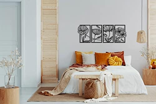 ESTART 4 Piece Metal Lotus Wall Decor Minimalist Art Sculpture