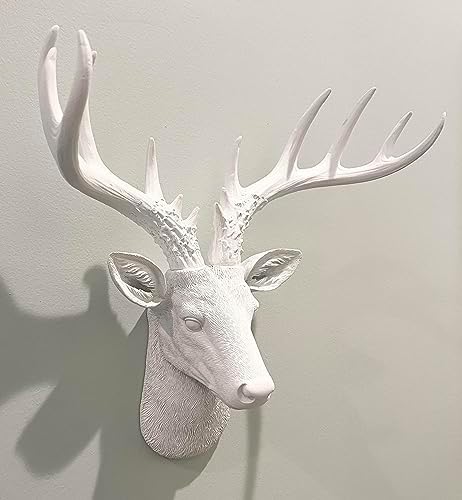 Top Brass 12 12 Inch Faux White Deer Head Wall Decor