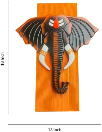 Baystore Abstract Wooden Ganesha Wall Hanging 12x6 Trishul Tusk Design