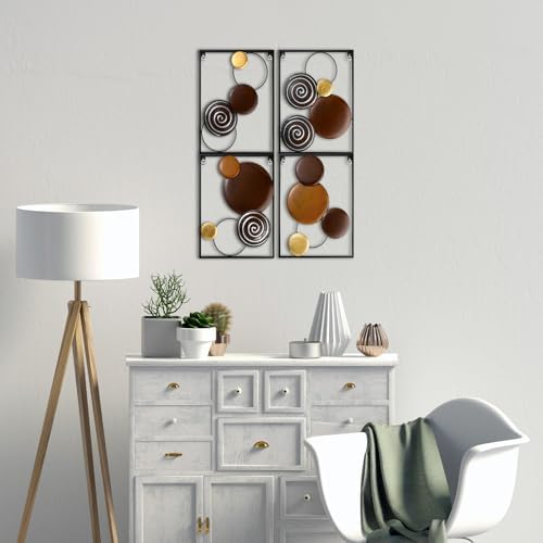 Tandefio 4 Pcs Round Metal Wall Art Sculpture Decor