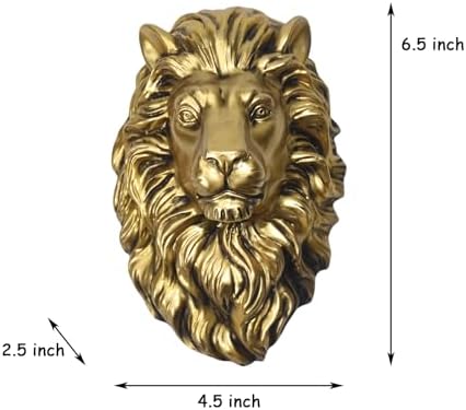 LUOWENXIANG Gold Lion Wall Sculpture Decor 45x25x65 Inch