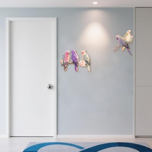 Retro Purple Parrot Wall Sculptures Set of 5