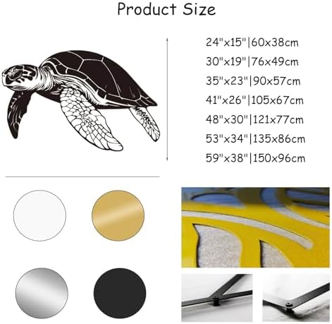 Black Metal Turtle Wall Art 35x23 Inches
