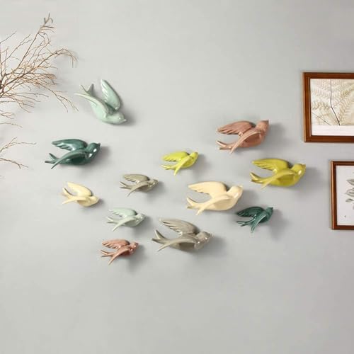 Dorlotou 3D Ceramic Hanging Wall Decor Birds Set