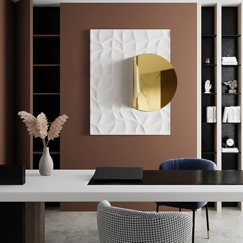 Homary Modern 3D Geometric Wall Art - Gold Abstract Rectangle Sculpture 236 x 354