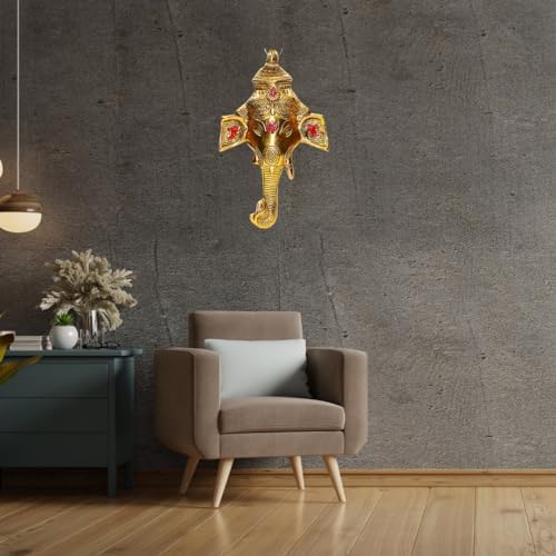Big Size Ganesh Wall Hanging 8 Inch Golden Decoration