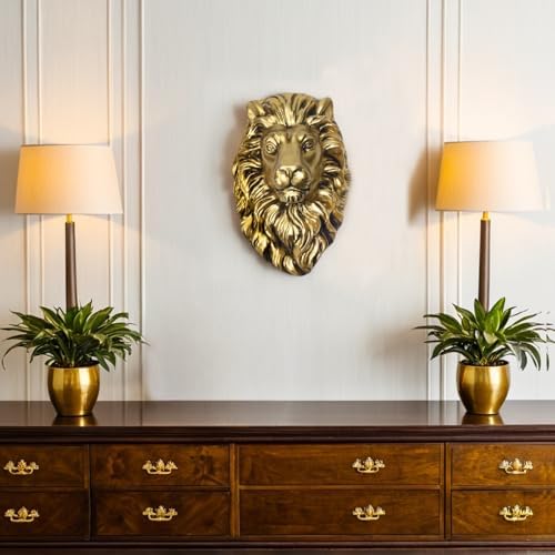LUOWENXIANG Gold Lion Wall Sculpture Decor 45x25x65 Inch
