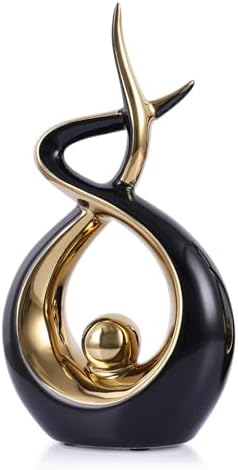 Gold Black Modern Sculpture Table Decorations Ceramic Statues for Living Room and Desk