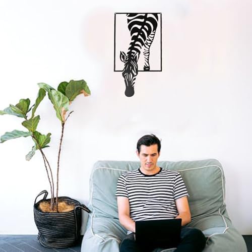 SEMMGO Black Metal Zebra Wall Sculpture Minimalist Decor