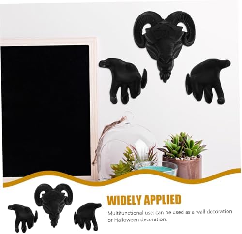 PRETYZOOM Halloween Sheep Head Wall Decor Gothic Resin Skull Art