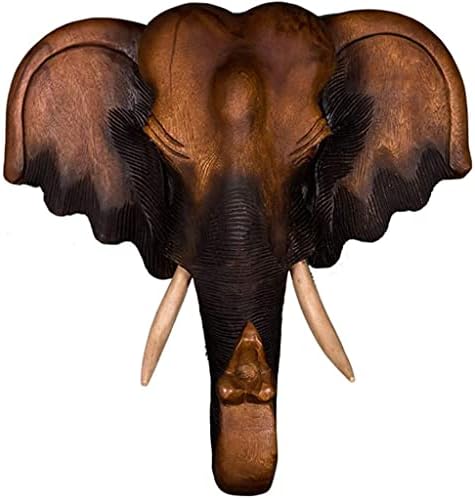Thai Wood Carving Elephant Head Wall Sculpture