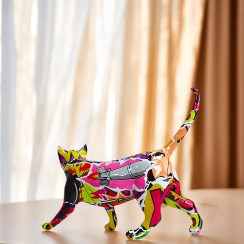 Cute Cat Figurine Resin Statue Home Office Decoration