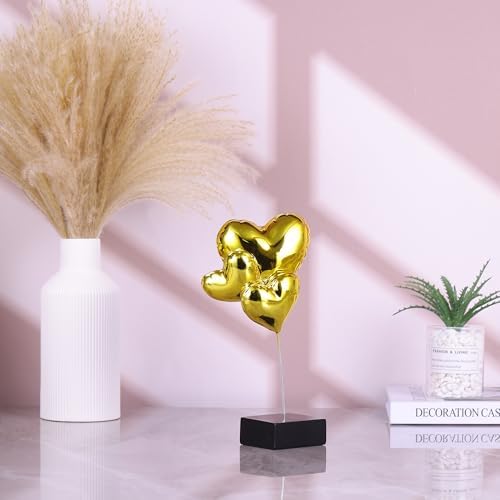 Suruim Gold Resin Balloon Heart Statue