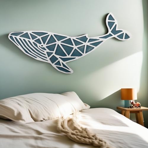 NAUTIMALL 31 Inch Wooden Nautical Whale Wall Art