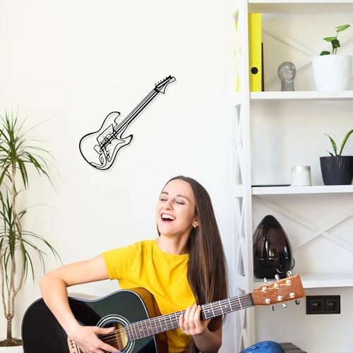 Elegant Guitar Wall Art Metal Decor for Home Office