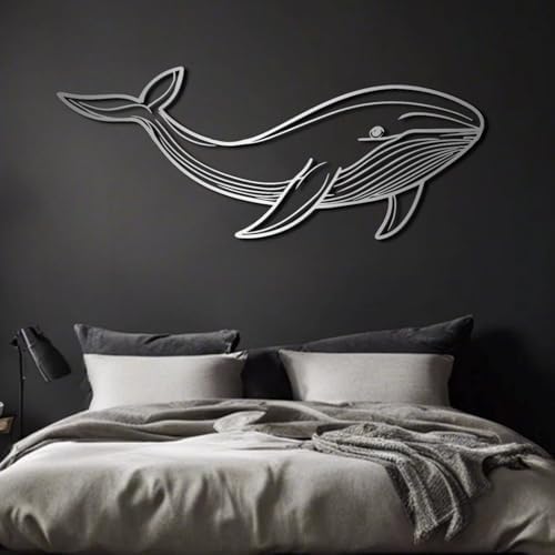 ENJOYOO Whale Metal Wall Art 30x12 Inch Ocean Decor