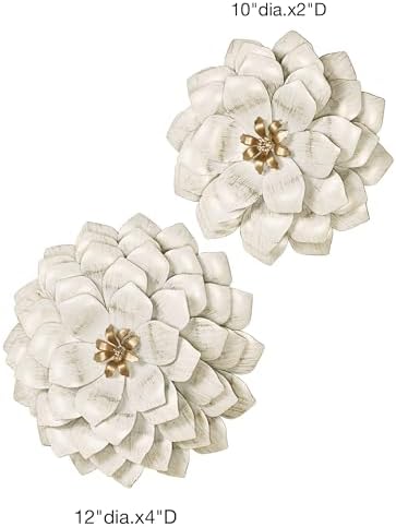 Flower Blossoms Wall Art Ivory Gold Set of 2