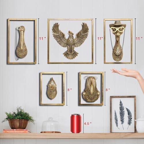 Bird Wall Art Sculpture 5 Pack - Exquisite Metal Frame Wall Decor