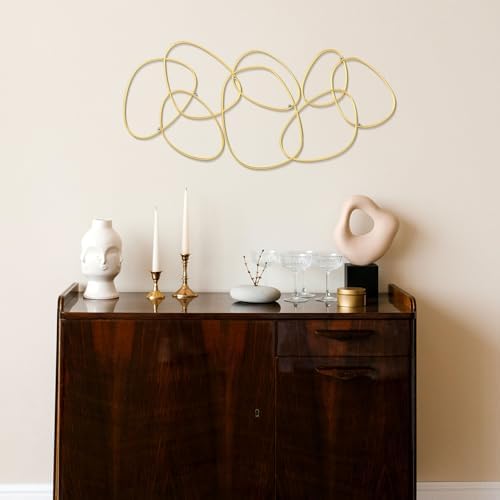 Hicarer 3 Pcs Interlocking Gold Rings Wall Sculpture