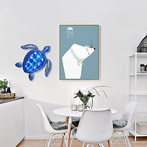 12 Inch Blue Metal Turtle Wall Decor