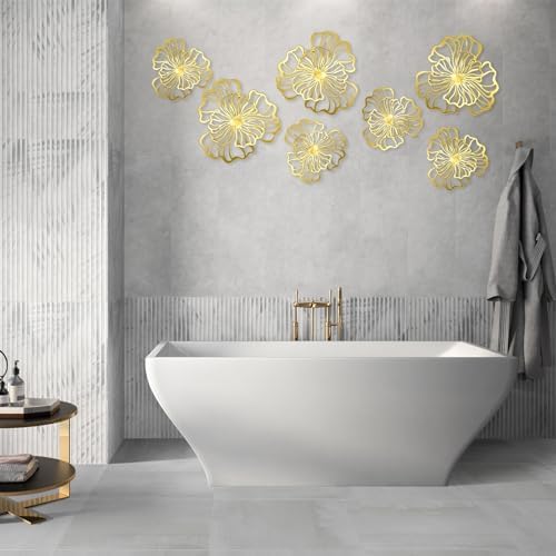 7 Piece Gold Metal Wall Decor Art Set for Home Office Living Room Bedroom Kitchen