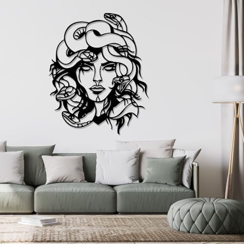 Medusa Head Metal Wall Art Black 28x33 Inches