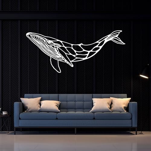 Whale Metal Wall Decor Blue Whale Art 41x18 Inch Wall Sculpture
