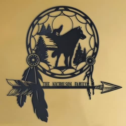 Personalized Native American Wolf Metal Wall Art Sign