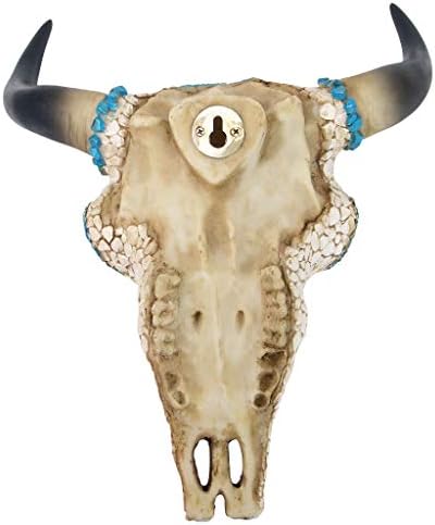 Mystic Plains Warrior Faux Gem Encrusted Cow Skull Wall Sculpture