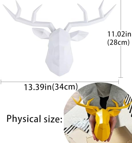 Solid Color 3D Deer Head Wall Decor for Home Office Bar Resin Animal Sculpture