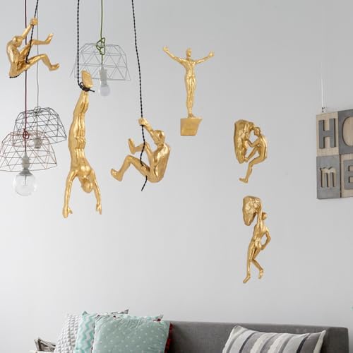 Set of 6 Climbing Man Wall Art Decor Sculptures