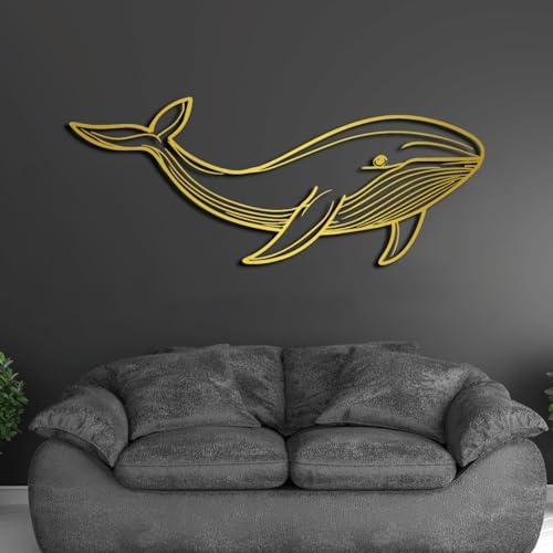 ENJOYOO Whale Metal Wall Art 30x12 Inch Ocean Decor