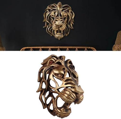PerGar Gold Lion Head Wall Decor Sculpture