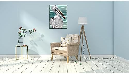 SYGALLERIER Metal Wall Art - Handcrafted Pelican Sculpture 24x16 Inch Coastal Decor