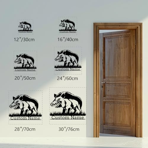 Custom Boar Head Metal Wall Art with Name