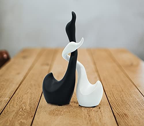 Loving Swans Decorative Pair - 9 Inch Handmade Ceramic Sculpture Set