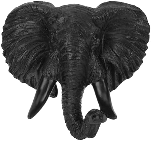 Luxshiny Elephant Head Wall Decor 3D Resin Sculpture