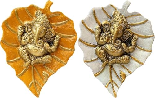 Charmy Crafts Ganesha On Leaf Wall Sculpture