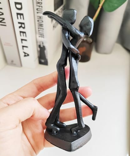 Modern Iron Couple Sculpture 6th Anniversary Gift Black Metal Art Statue