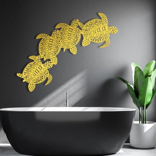 Silver Metal Turtle Wall Art - Ocean Sea Turtle Decor