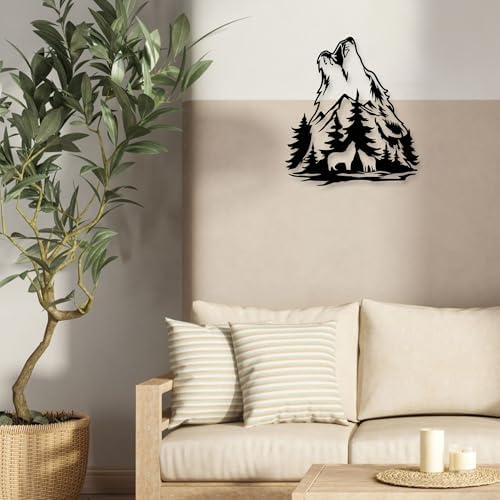 Xedatric Wolf Wall Art - 122x11 Black Metal Sculpture